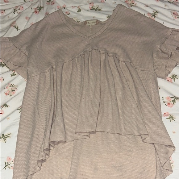 Altar'd State Tops - Altar'd State Mauve Ruffled V-Neck Blouse